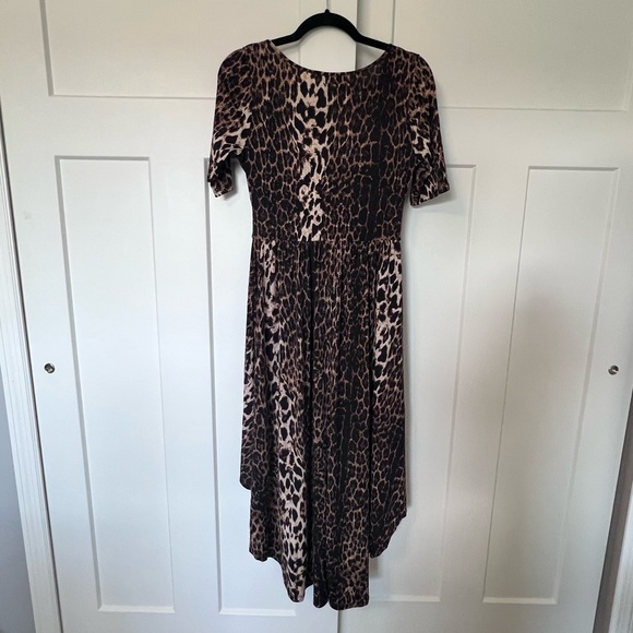 Leopard High Low Elastic Waist Scoop Neck Stretchy Dress - Picture 9 of 9